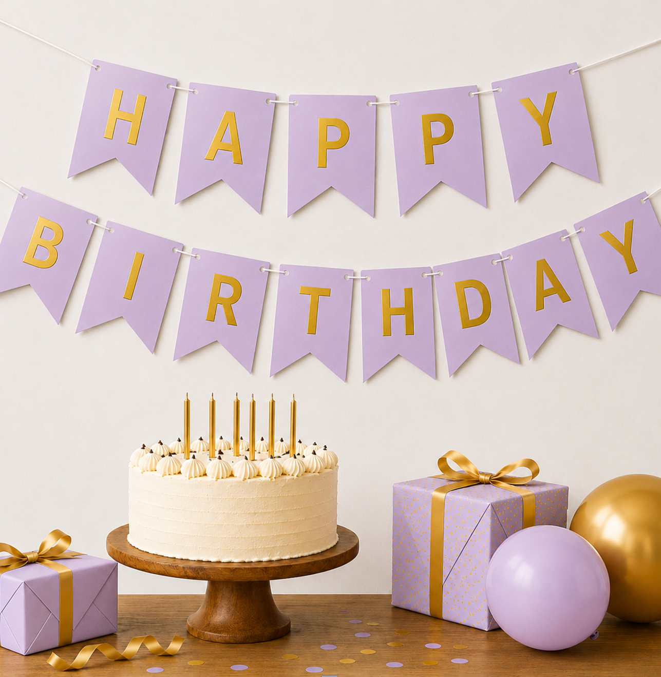 Parttyhub Metallic Happy Birthday Banner Purple | BDAY | Pack 1