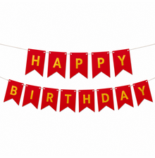 Parttyhub Metallic Happy Birthday Banner Red | BDAY | Pack 1