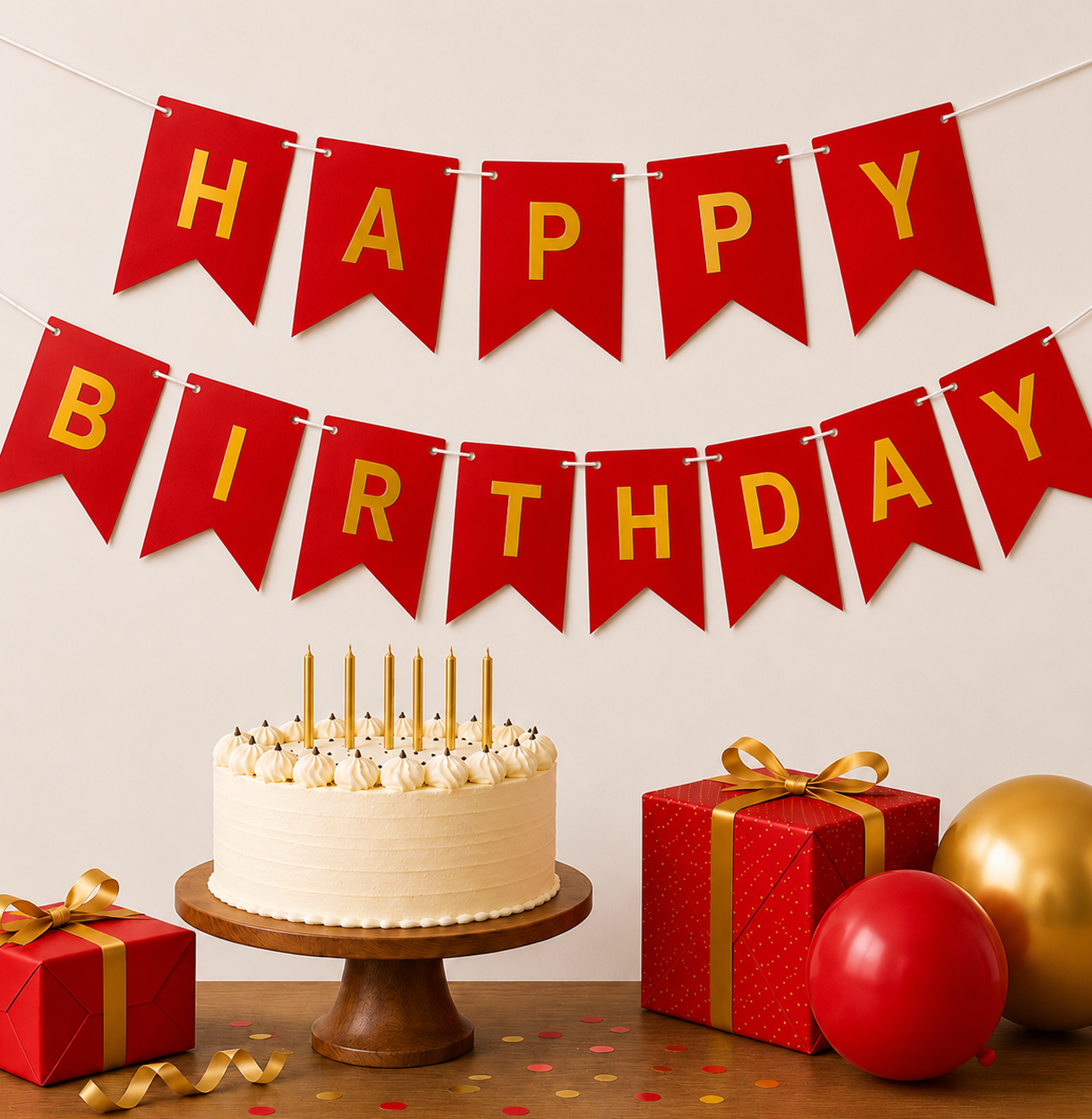 Parttyhub Metallic Happy Birthday Banner Red | BDAY | Pack 1