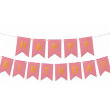 Parttyhub Metallic Happy Birthday Banner Rose Pink | BDAY | Pack 1
