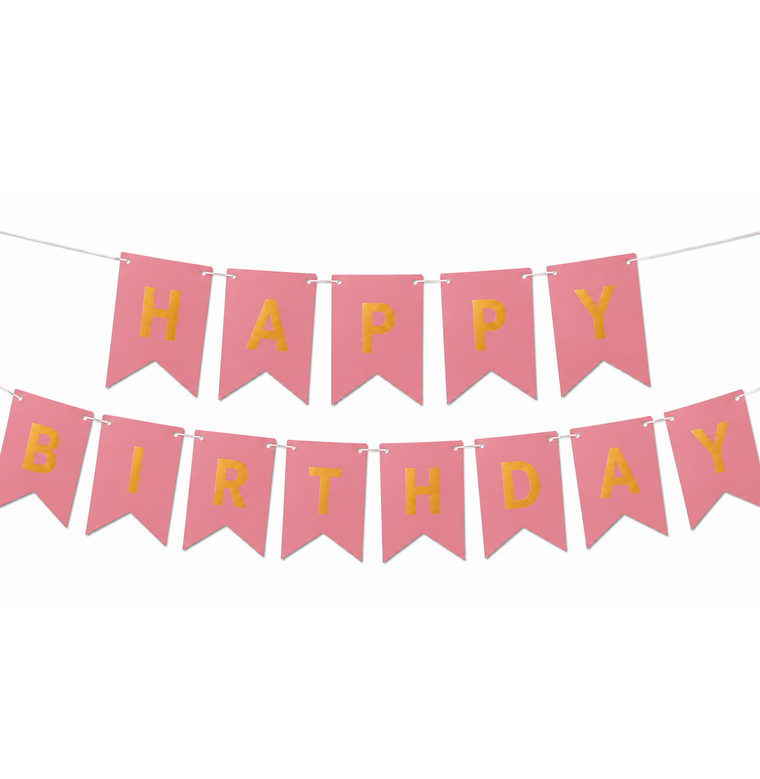 Parttyhub Metallic Happy Birthday Banner Rose Pink | BDAY | Pack 1
