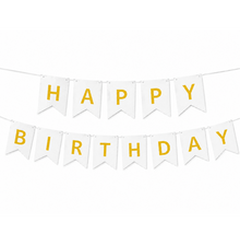 Parttyhub Metallic Happy Birthday Banner White | BDAY | Pack 1