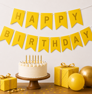 Parttyhub Metallic Happy Birthday Banner Yellow | BDAY | Pack 1
