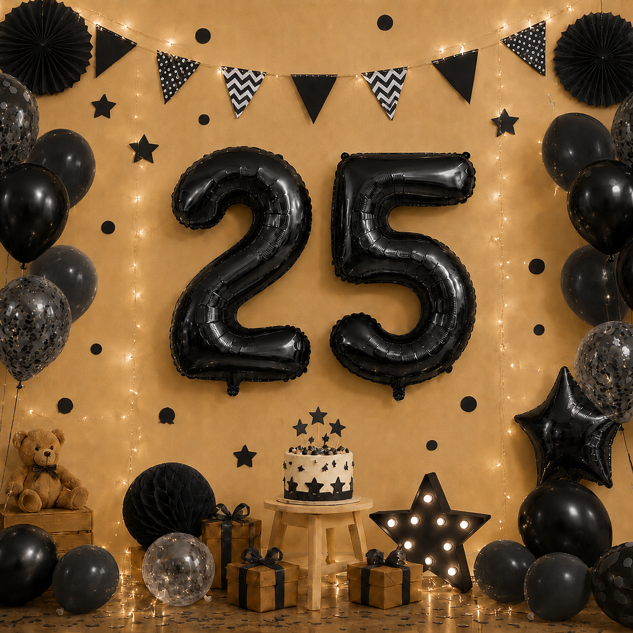 Parttyhub Foil Number Birthday Balloons - 16, 32, 40 Inches - Black | BDAY | Pack 1
