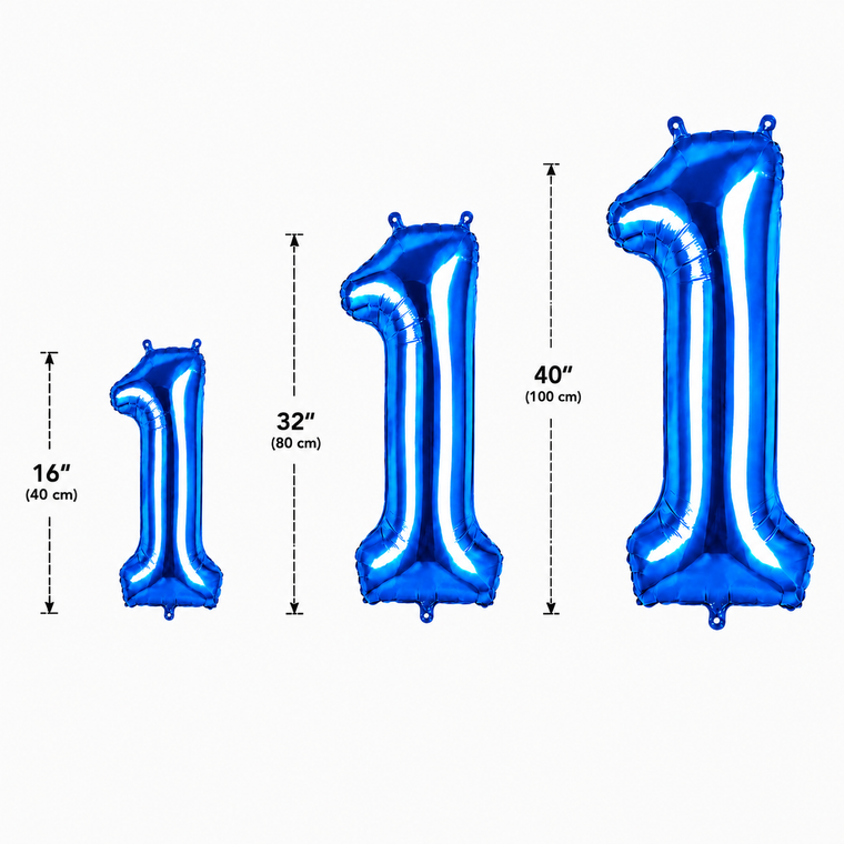 Parttyhub Foil Number Birthday Balloons - 16, 32, 40 Inches - Blue | BDAY | Pack 1