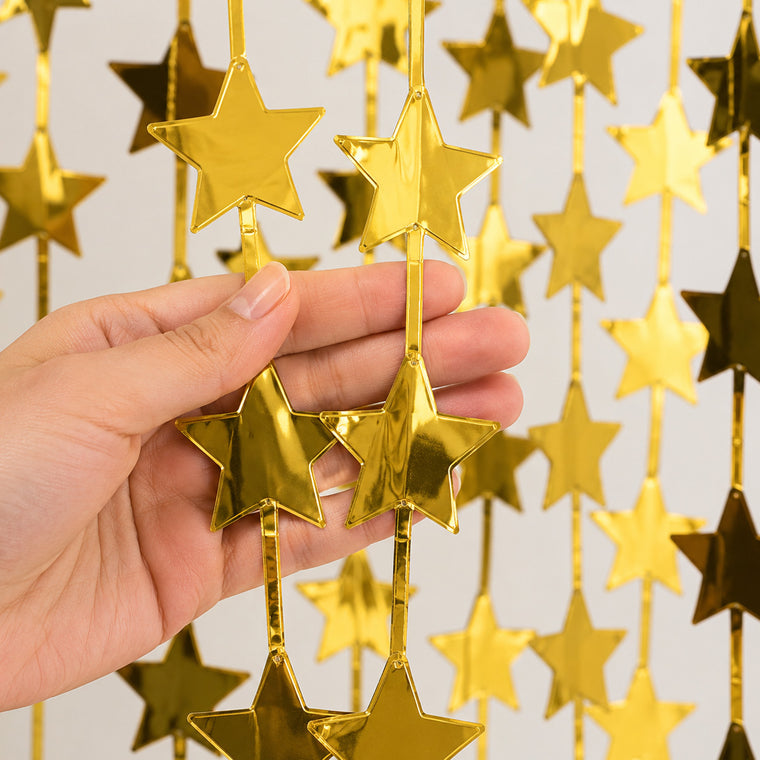 Parttyhub curtains polyester star gold | GSTR | Pack 1