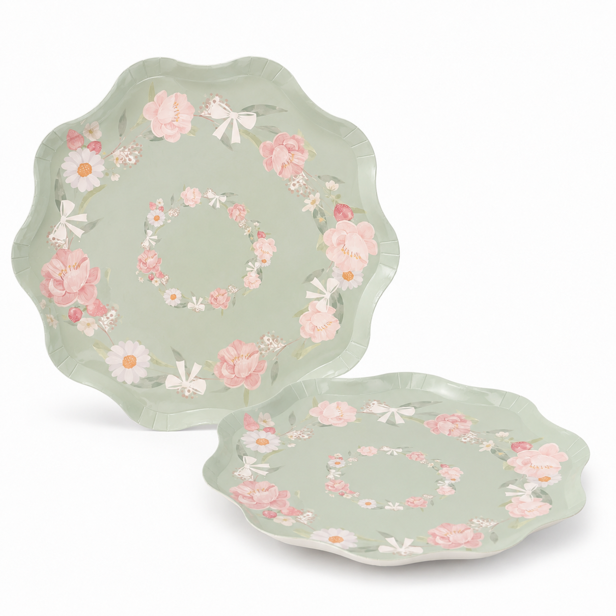 Parttyhub mint floral dinner plates | MFL | Pack 8