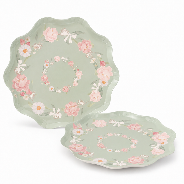Parttyhub mint floral dinner plates | MFL | Pack 8