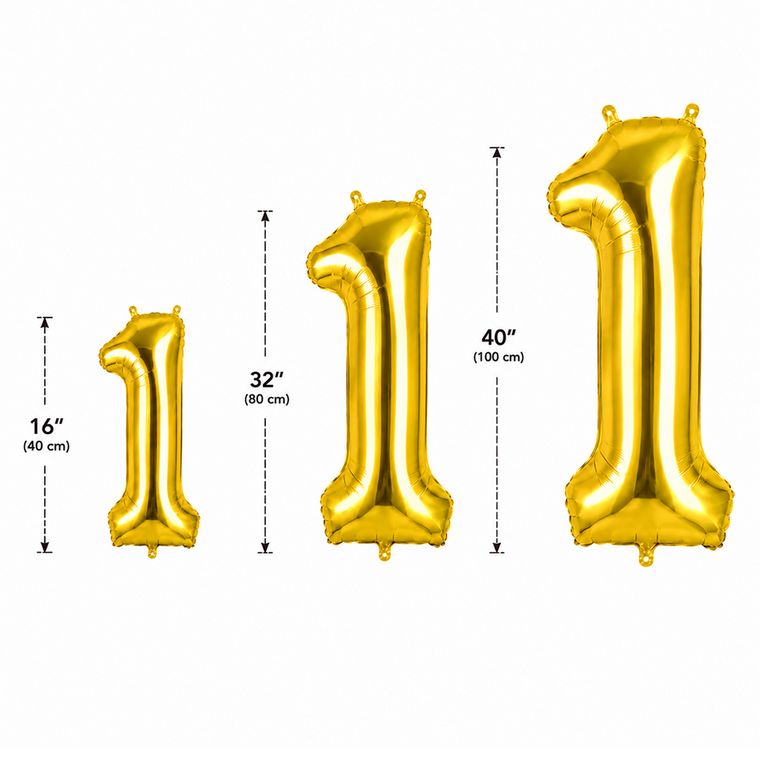 Parttyhub Foil Number Birthday Balloons - 16, 32, 40 Inches - Gold | BDAY | Pack 1