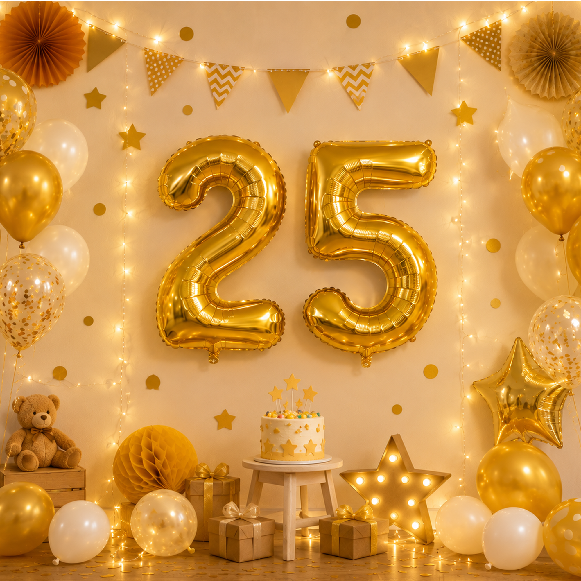 Parttyhub Foil Number Birthday Balloons - 16, 32, 40 Inches - Gold | BDAY | Pack 1