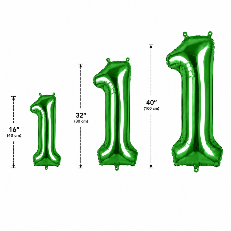 Parttyhub Foil Number Birthday Balloons - 16, 32, 40 Inches - Green | BDAY | Pack 1