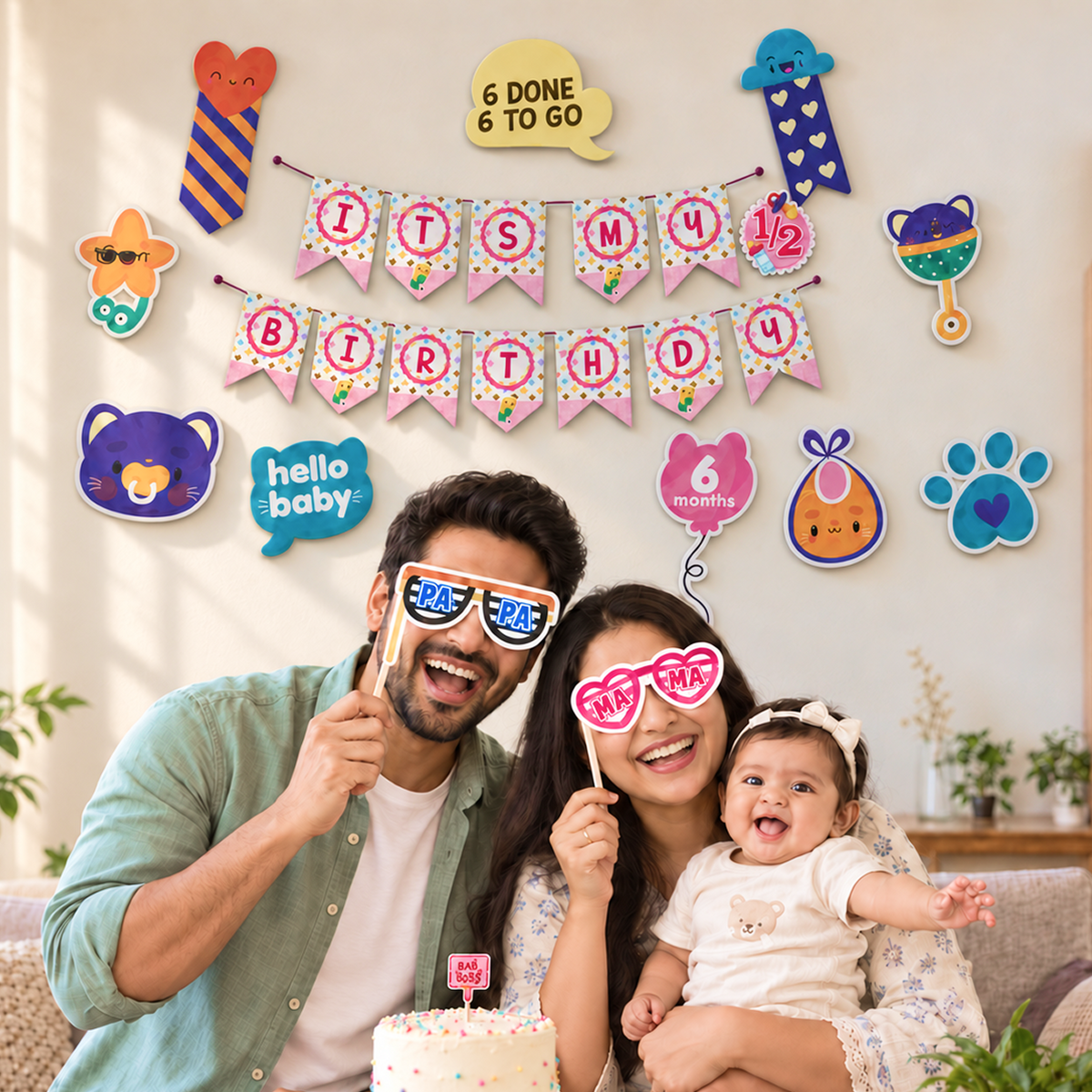 PARTTYHUB HALF BIRTHDAY COMBO SET- PINK | HAF | PACK 1