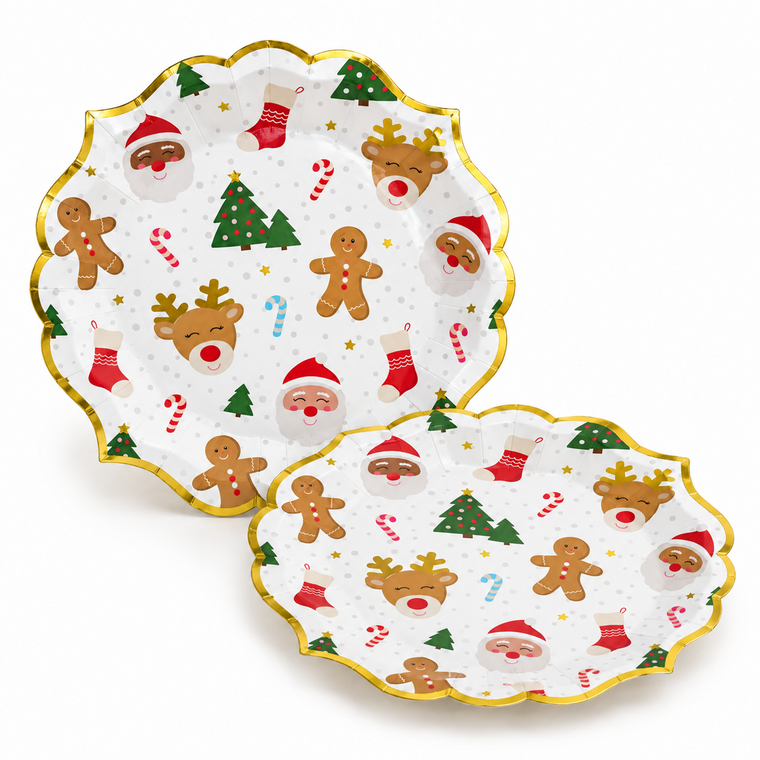PARTTYHUB Christmas Themed Dinner Plates – Pack of 8