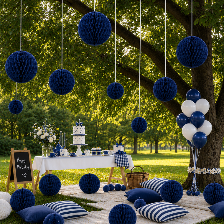 Parttyhub Honeycomb Hanging Balls - Dark Blue | FEST | Pack 1