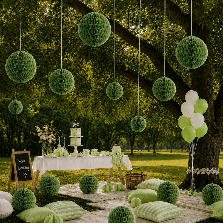 Parttyhub Honeycomb Hanging Balls - Dark Green | FEST | Pack 1