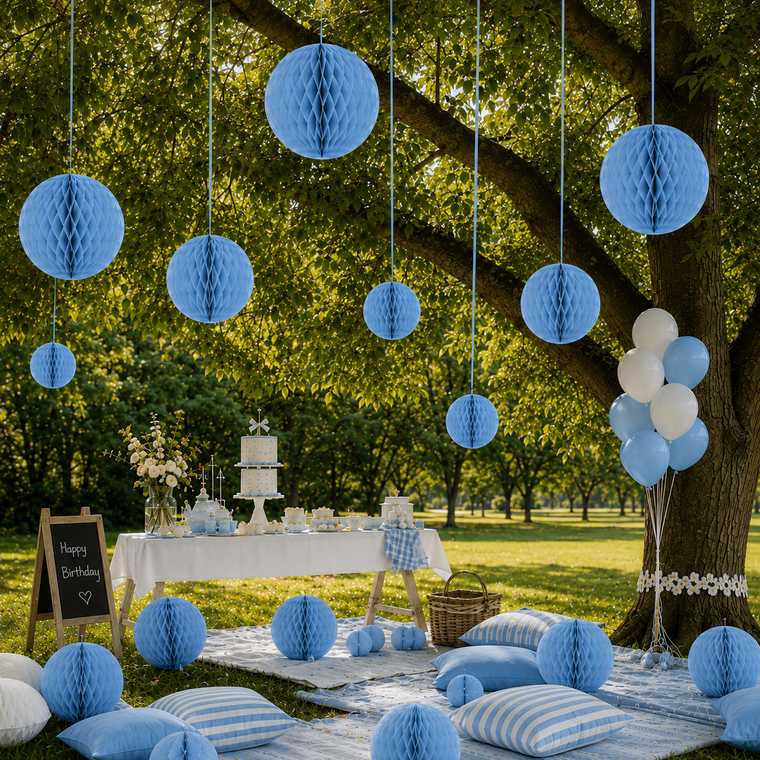 Parttyhub Honeycomb Hanging Balls - Light Blue | FEST | Pack 1
