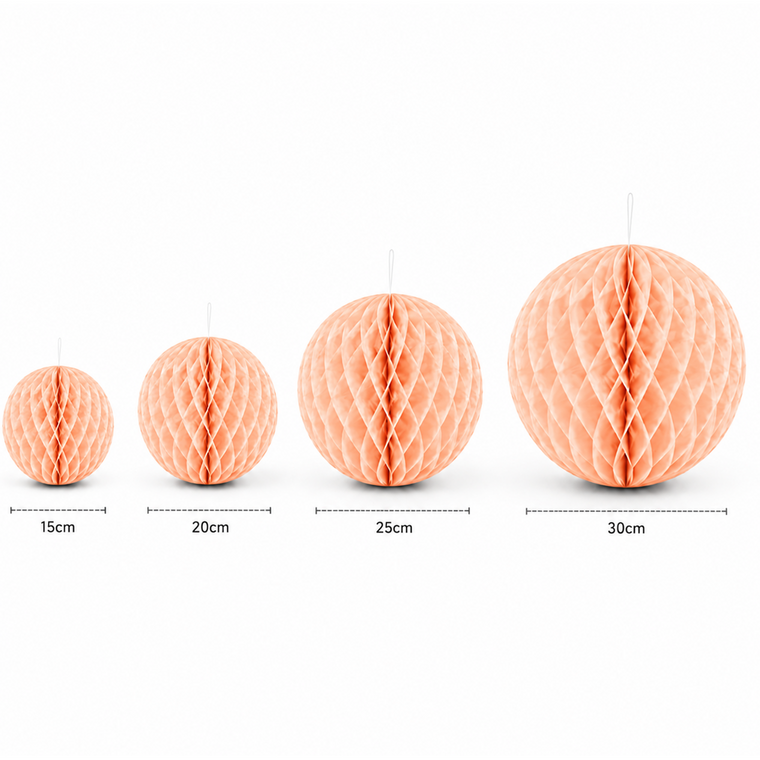 Parttyhub Honeycomb Hanging Balls - Peach | FEST | Pack 1