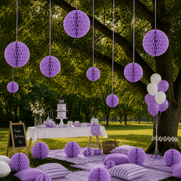 Parttyhub Honeycomb Hanging Balls - Purple | FEST | Pack 1