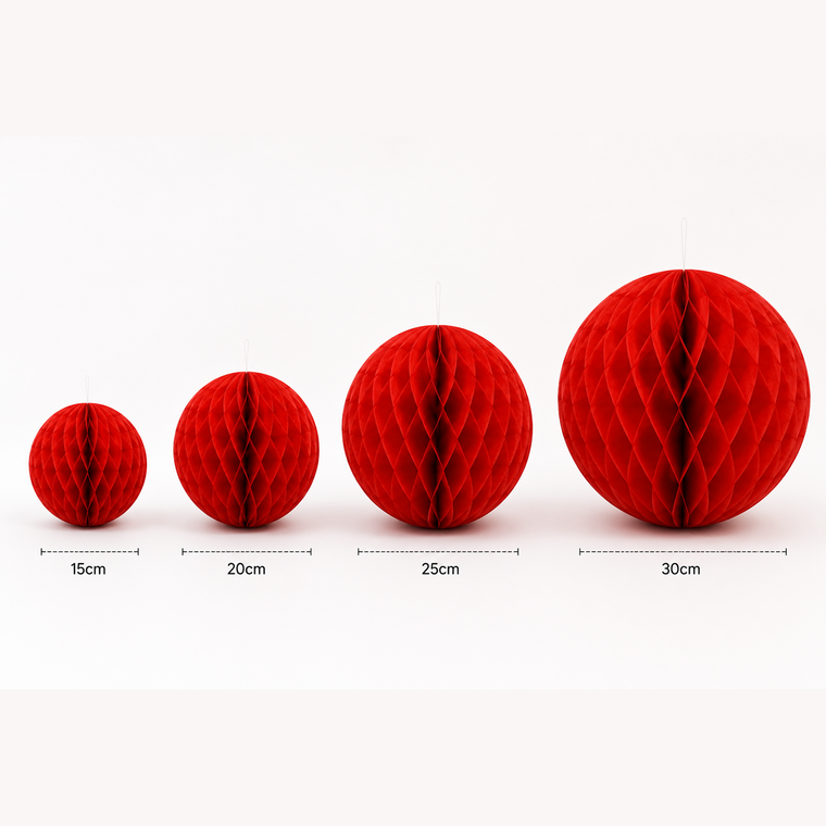 Parttyhub Honeycomb Hanging Balls - Red | FEST | Pack 1