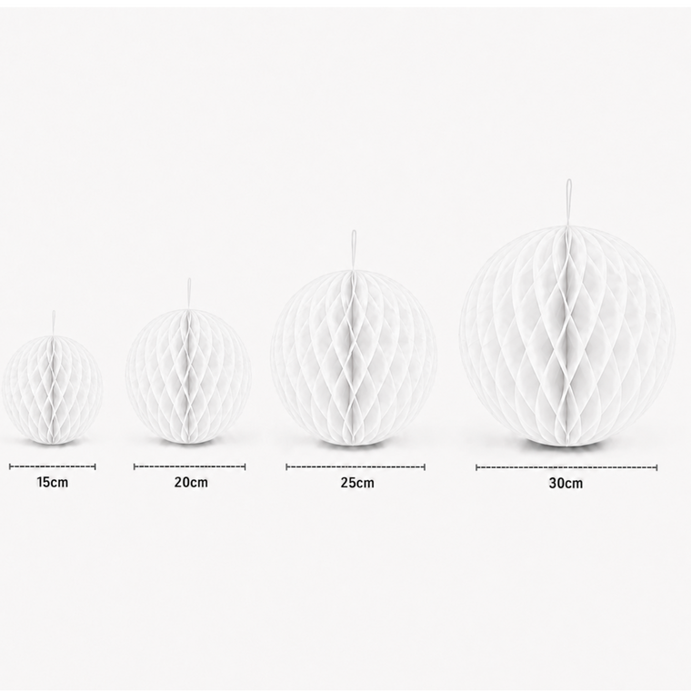 Parttyhub Honeycomb Hanging Balls - White | FEST | Pack 1