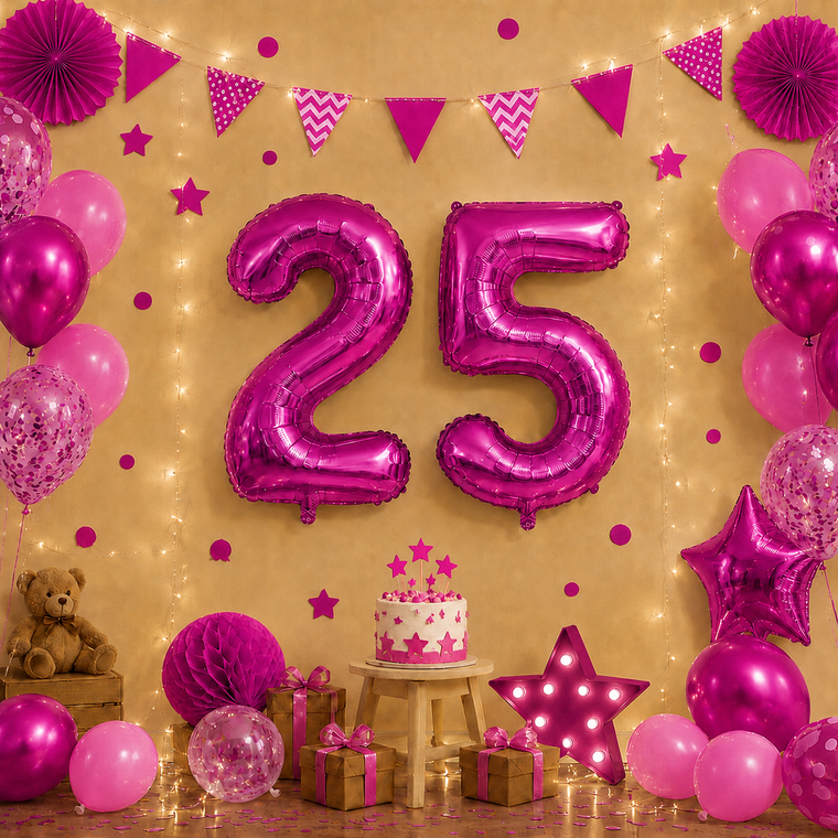 Parttyhub Foil Number Birthday Balloons - 16, 32, 40 Inches - Magenta | BDAY | Pack 1
