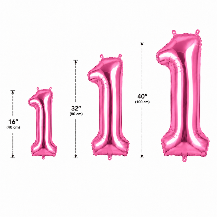 Partyhub Foil Number Birthday Balloons - 16, 32, 40 Inches - Pink | BDAY | Pack 1