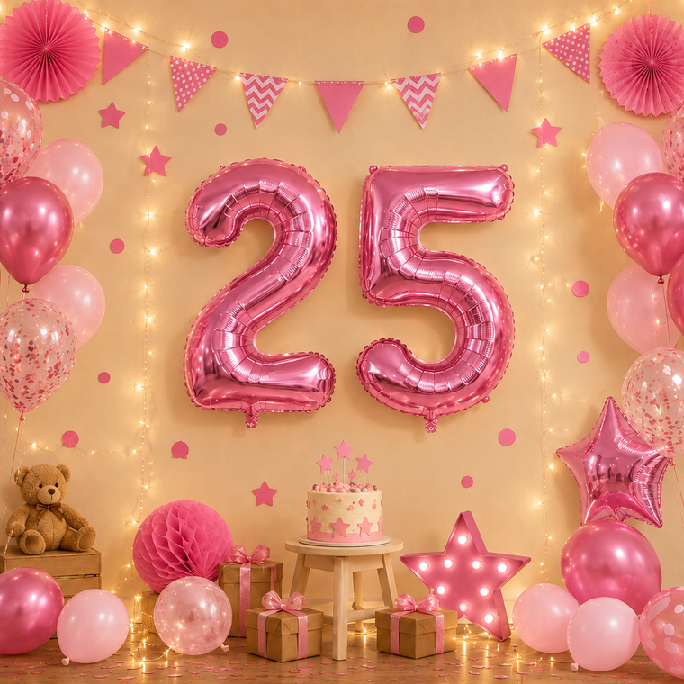 Partyhub Foil Number Birthday Balloons - 16, 32, 40 Inches - Pink | BDAY | Pack 1