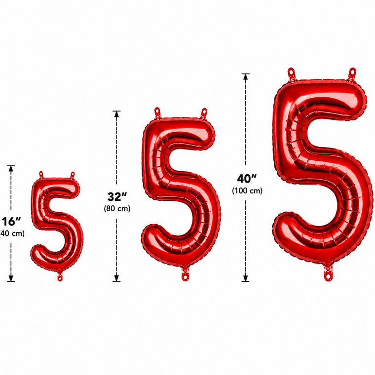 Parttyhub Foil Number Birthday Balloons - 16, 32, 40 Inches - Red | BDAY | Pack 1