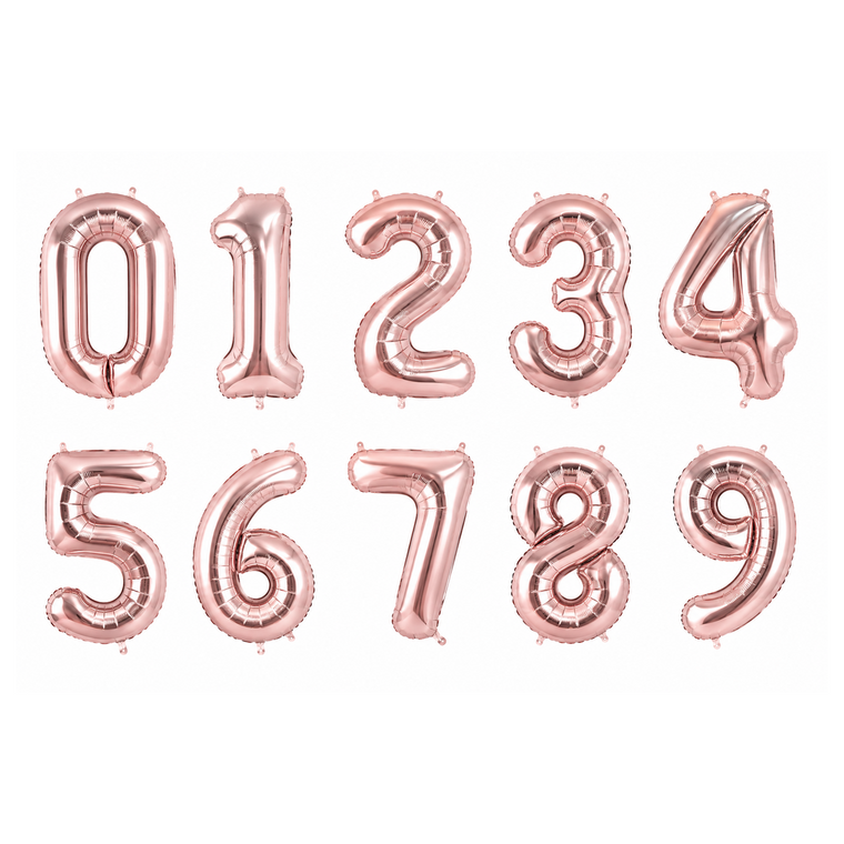 Parttyhub Foil Number Birthday Balloons - 16, 32, 40 Inches - Rosegold | BDAY | Pack 1