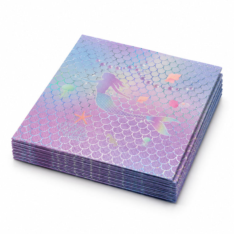 Parttyhub iridescent mermaid napkins | MRMID | Pack 16