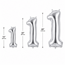 Parttyhub Foil Number Birthday Balloons - 16, 32, 40 Inches - Silver | BDAY | Pack 1