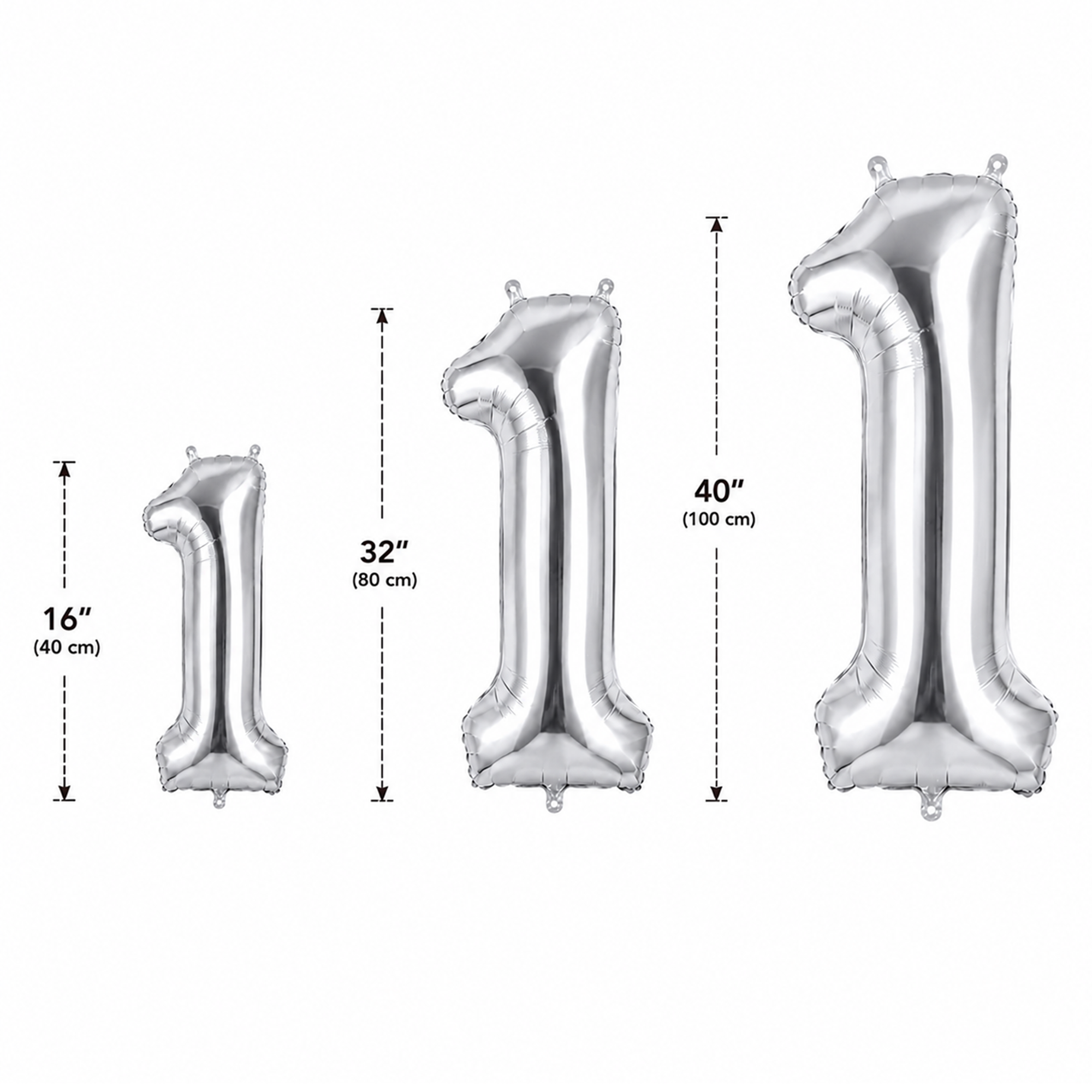 Parttyhub Foil Number Birthday Balloons - 16, 32, 40 Inches - Silver | BDAY | Pack 1