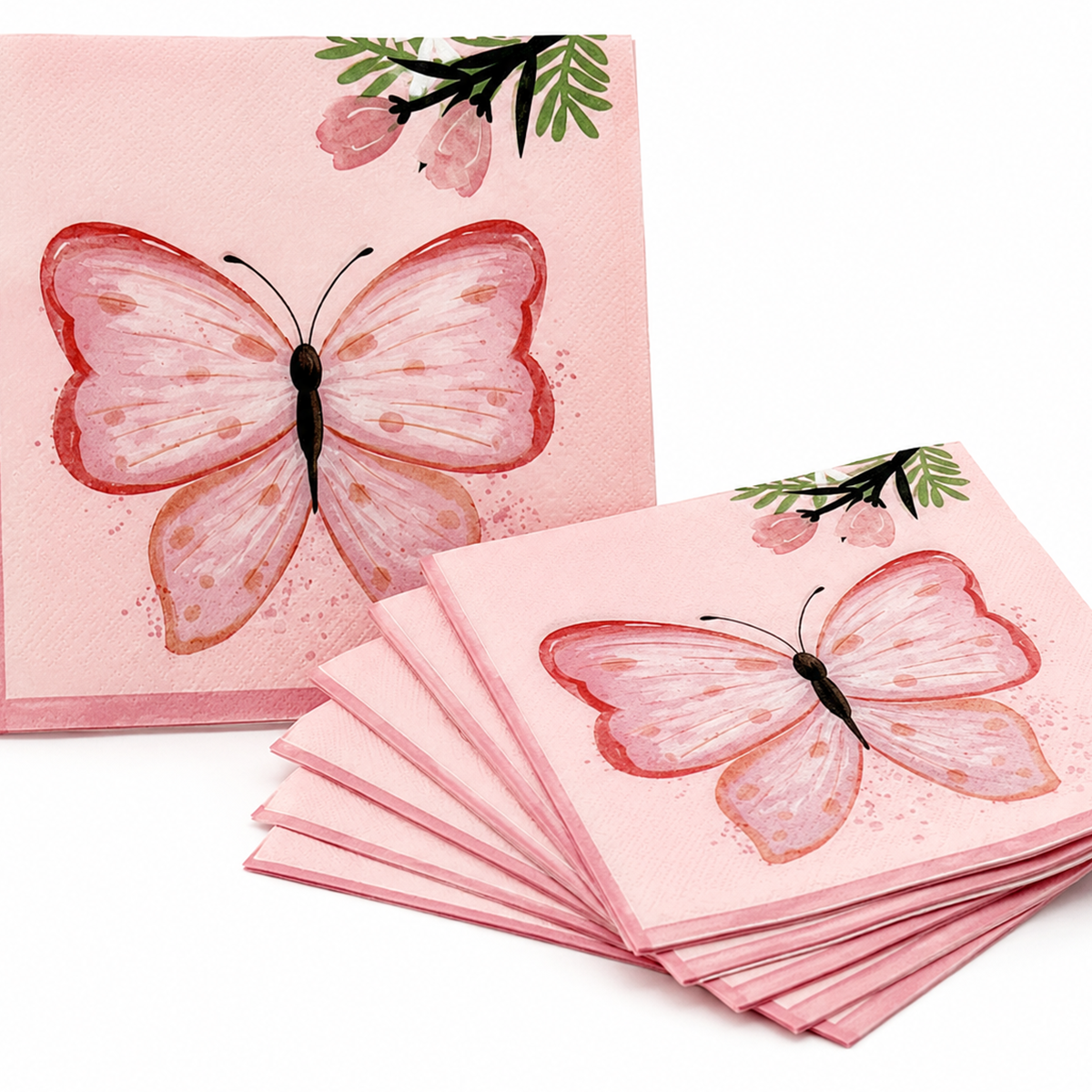 Parttyhub pink butterfly napkins | BFL | Pack 16
