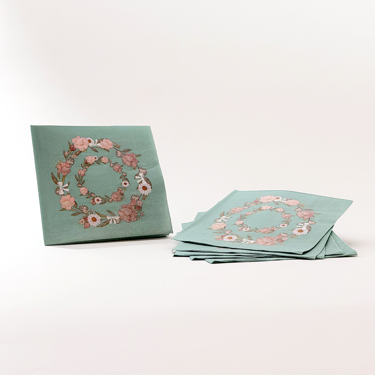 Parttyhub mint floral napkins | MFL | Pack 16