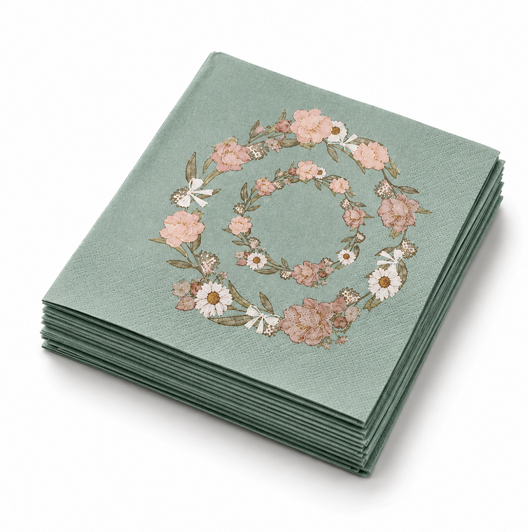 Parttyhub mint floral napkins | MFL | Pack 16