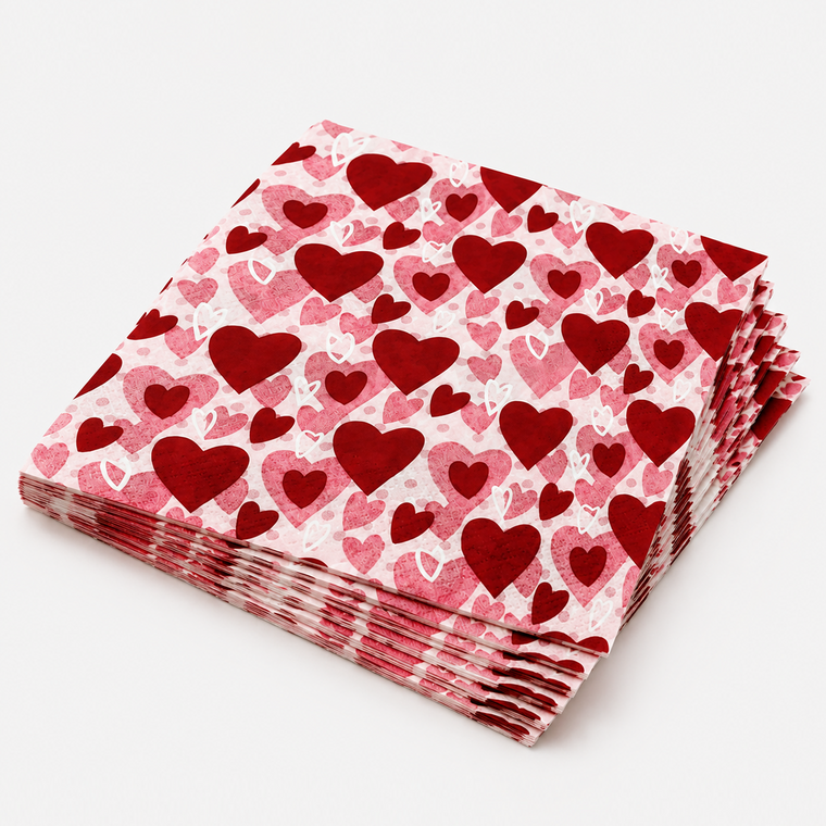 Parttyhub red hearts napkins | RH | Pack 16