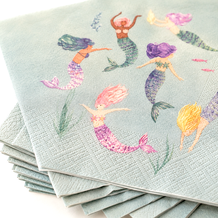 Parttyhub mermaid princess party napkins | MP | Pack 16
