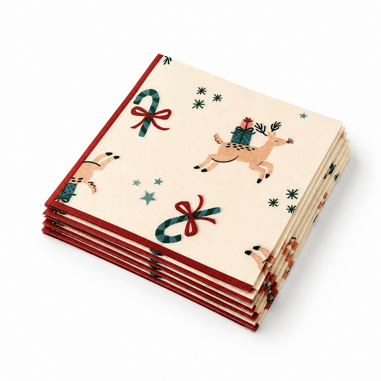 PARTTYHUB Reindeer Christmas Fairytale Napkins – Pack of 16